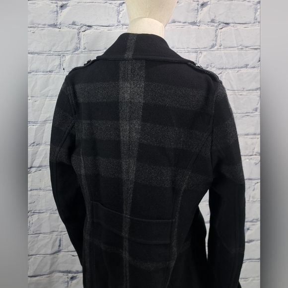 Burberry Double Breasted Pea Coat Winter Jacket Wool Check Plaid Plus Sz 14 US - Picture 6 of 15